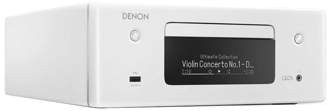 Denon RCD N10 Kompaktanlage, HiFi Verstärker, CD Player, Internetradio, Musikstreaming, HEOS Multiroom, Bluetoothund WLAN, AirPlay 2, Alexa Kompatibel, 2 Optische TV Eingänge, Ohne Lautsprecher, Weiß - Image 3