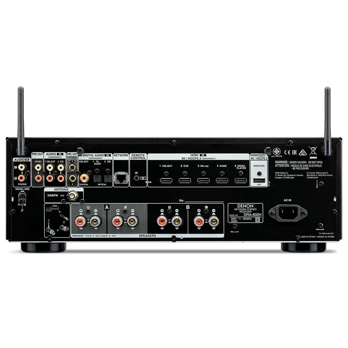 Denon DRA-800H Stereo Receiver und Verstärker, Alexa Kompatibel, 5 HDMI Eingänge, Phono-Eingang, Bluetooth und WLAN, DAB+ Radio, Musikstreaming, AirPlay 2, HEOS Multiroom, Schwarz - Image 6