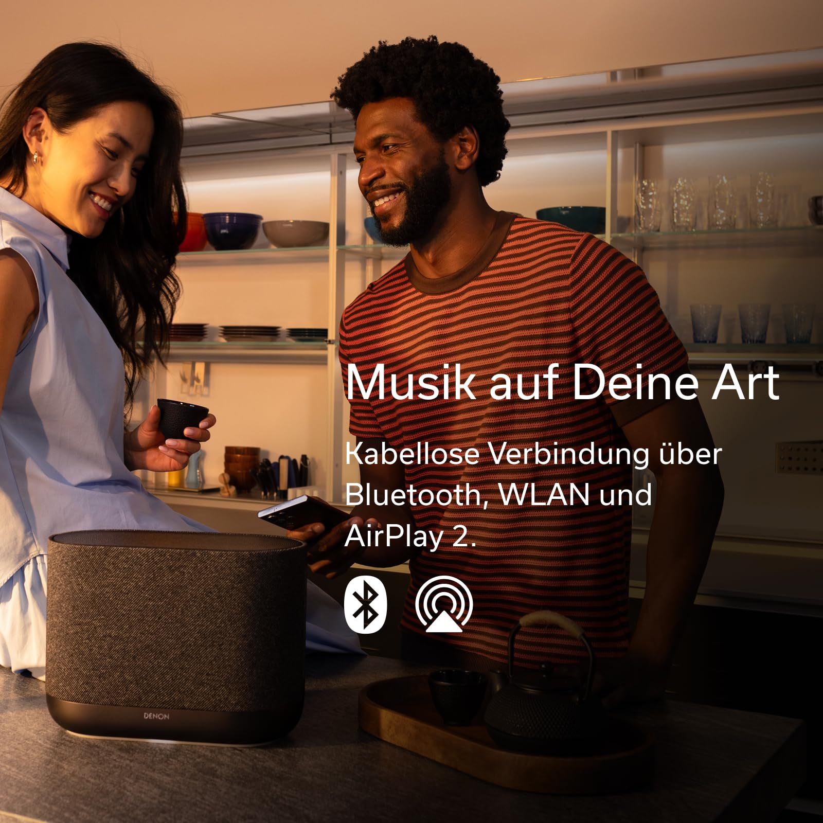 Denon Home 400 Smart Bluetooth Lautsprecher mit HEOS, Dolby Atmos Music, Musikbox Kabellos, Hi-Res Audio, 8 Treiber Array, Stereopaar-Funktion, WLAN, AirPlay 2, Premium Sound & Multiroom - Schwarz - Image 6